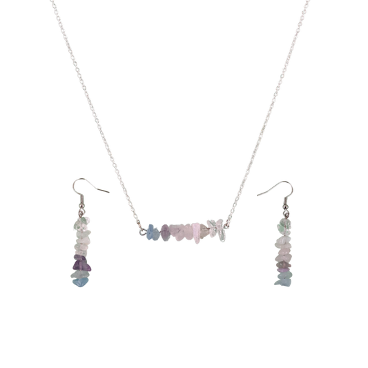 Cancer Bar Necklace and Dangle Earring Set