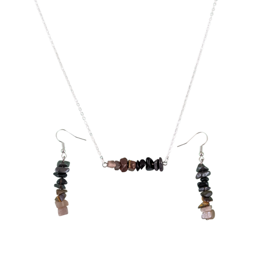 Gemini Bar Necklace and Dangle Earrings Set