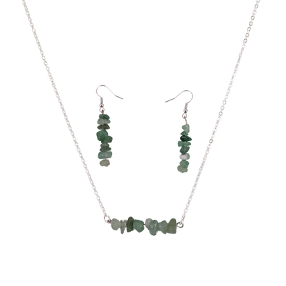 Aventurine Bar Necklace and Dangle Earrings Set