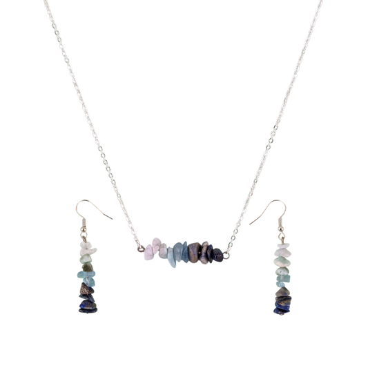 Good Vibes: Harmony and Gratitude Bar Necklace and Dangle Earrings Set