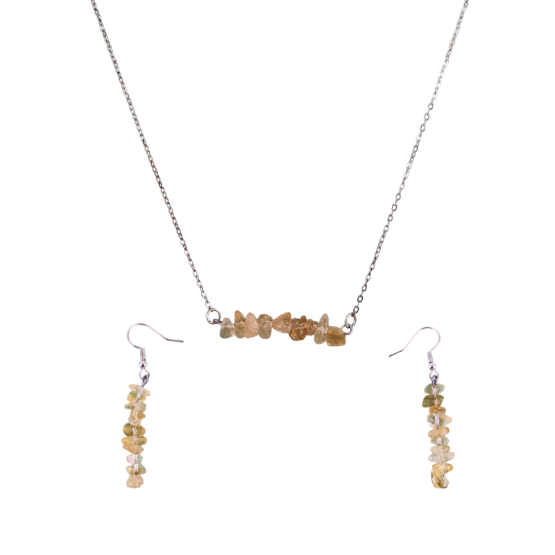 Citrine Bar Necklace and Dangle Earrings Set