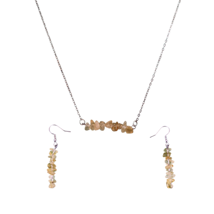 Citrine Bar Necklace and Dangle Earrings Set