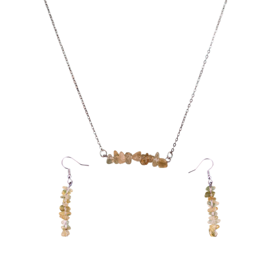 Citrine Bar Necklace and Dangle Earrings Set