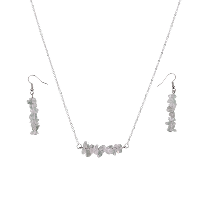 Crystal Quartz Bar Necklace and Dangle Earrings Set