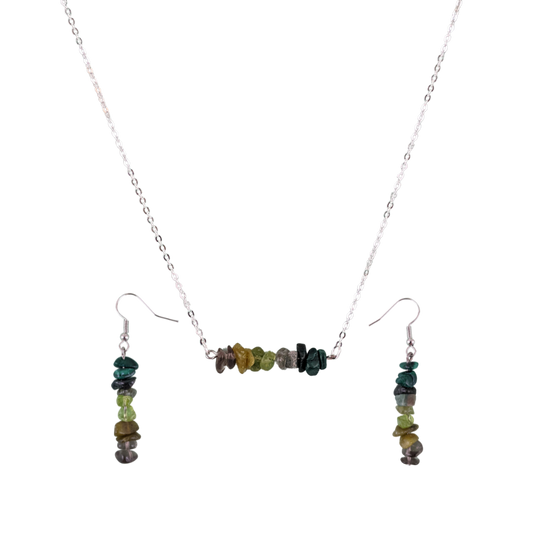 Good Vibes: Transformation and Manifestation Bar Necklace and Dangle Earrings Set