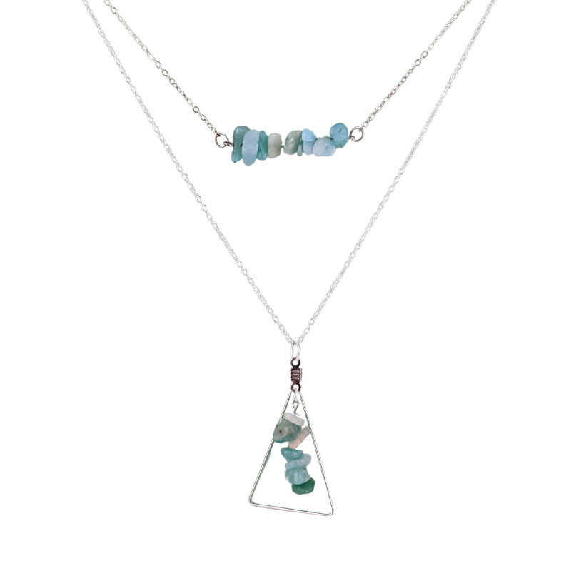 Amazonite Bar and Triangle Pendant Necklace Set