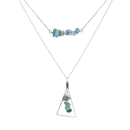 Amazonite Bar and Triangle Pendant Necklace Set