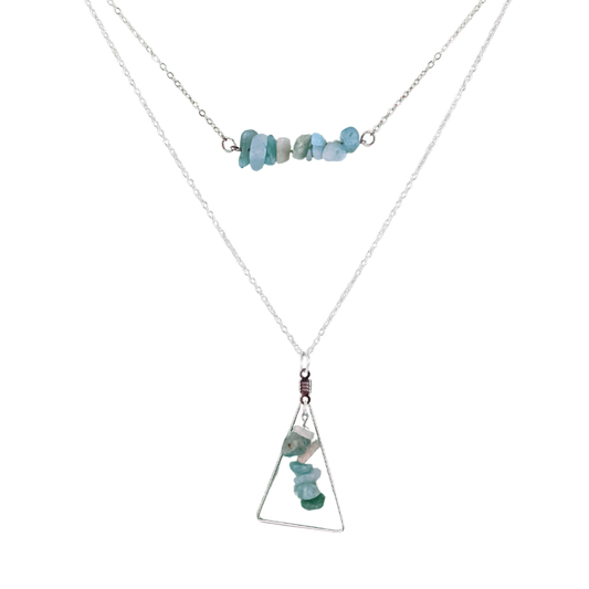 Amazonite Bar and Triangle Pendant Necklace Set