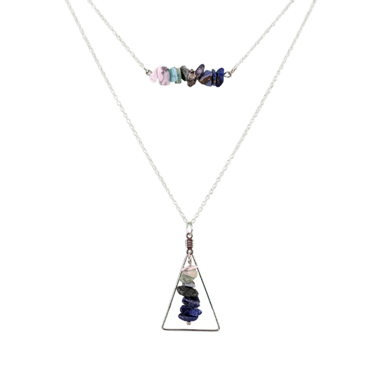 Aquarius Bar and Triangle Pendant Necklace Set