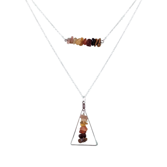 Good Vibes: Positivity and Courage Bar and Triangle Pendant Necklace Set