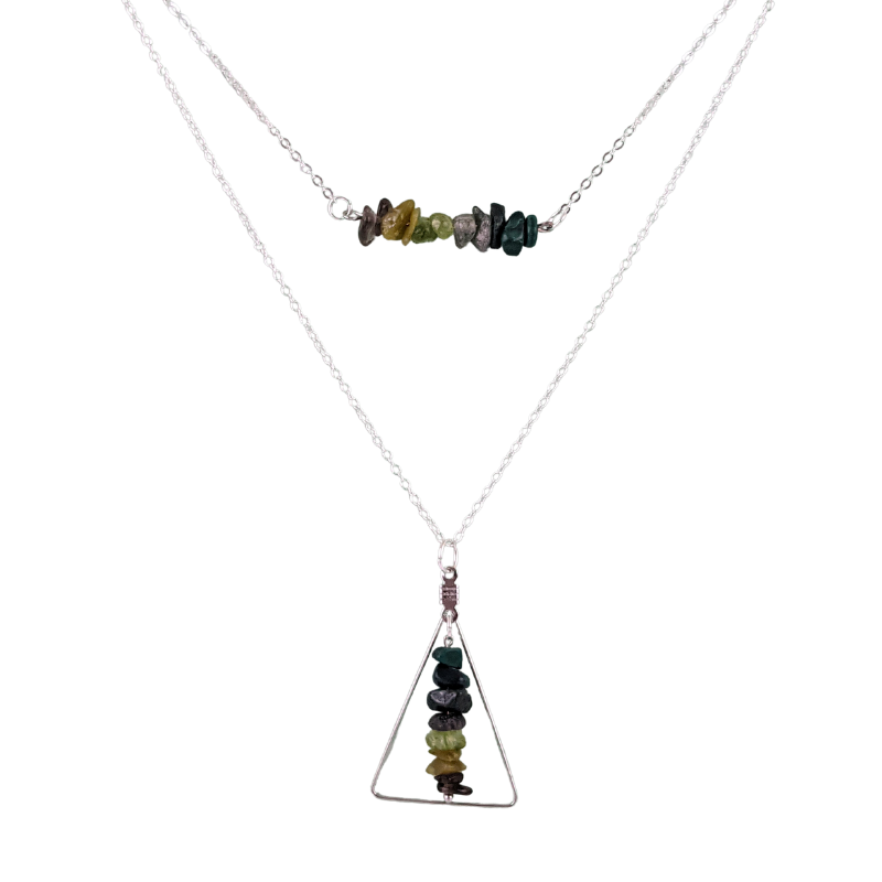 Good Vibes: Transformation and Manifestation Bar and Triangle Pendant Necklace Set