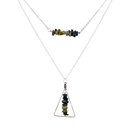 Good Vibes: Transformation and Manifestation Bar and Triangle Pendant Necklace Set