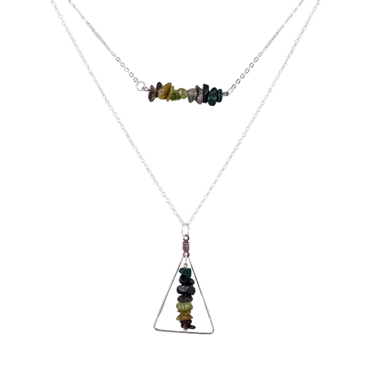 Good Vibes: Transformation and Manifestation Bar and Triangle Pendant Necklace Set