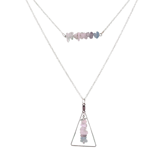 Cancer Bar and Triangle Pendant Necklace Set