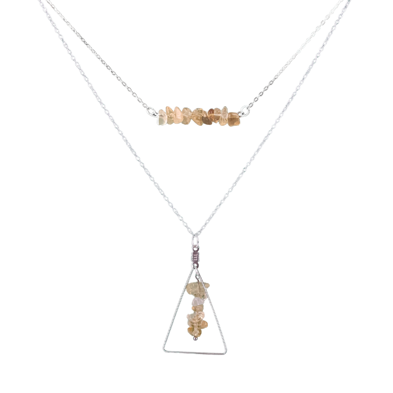 Citrine Bar and Triangle Pendant Necklace Set