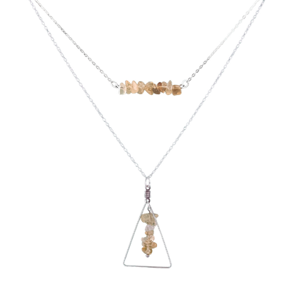 Citrine Bar and Triangle Pendant Necklace Set