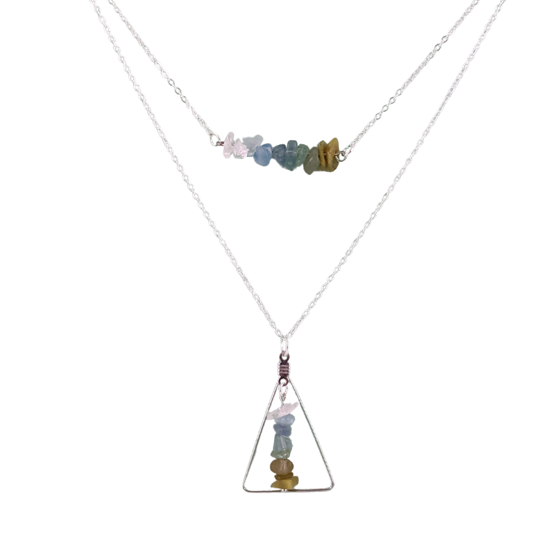 Sagittarius Bar and Triangle Pendant Necklace Set