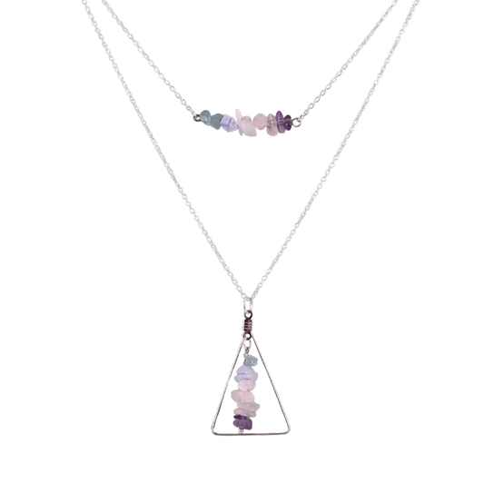 Pisces Bar and Triangle Pendant Necklace Set