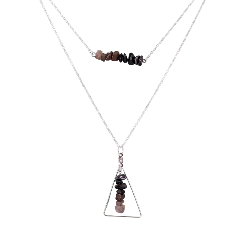 Good Vibes: Focus and Ambition Bar and Triangle Pendant Necklace Set