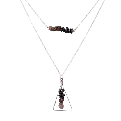 Good Vibes: Focus and Ambition Bar and Triangle Pendant Necklace Set