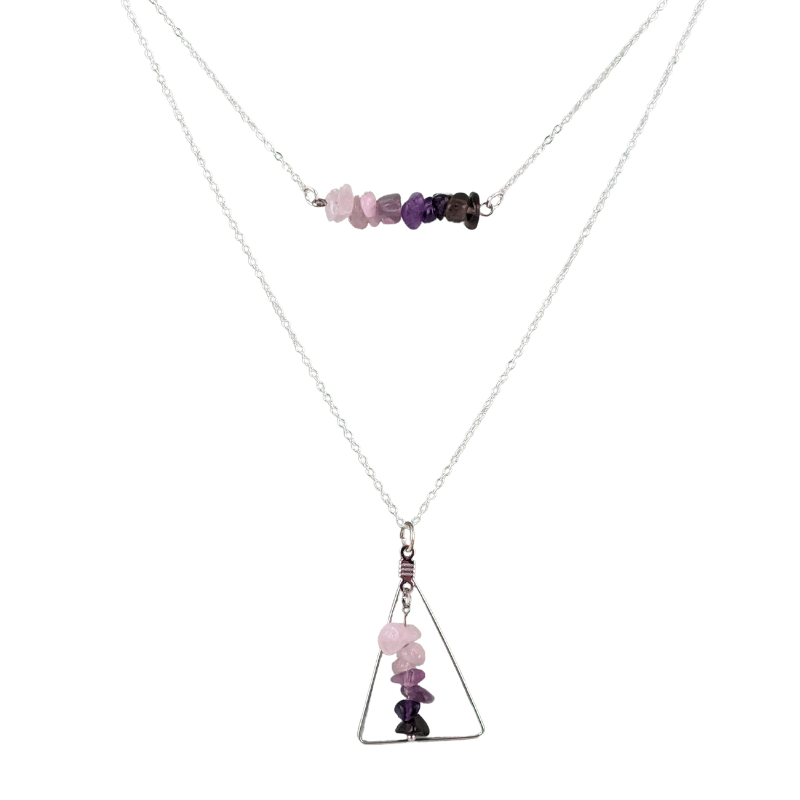 Virgo Bar and Triangle Pendant Necklace Set