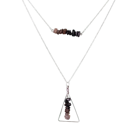 Gemini Bar and Triangle Pendant Necklace Set