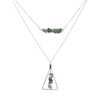 Aventurine Bar and Triangle Pendant Necklace Set