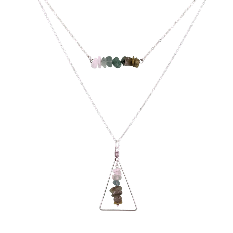 Good Vibes: Grounding and Resilience Bar and Triangle Pendant Necklace Set