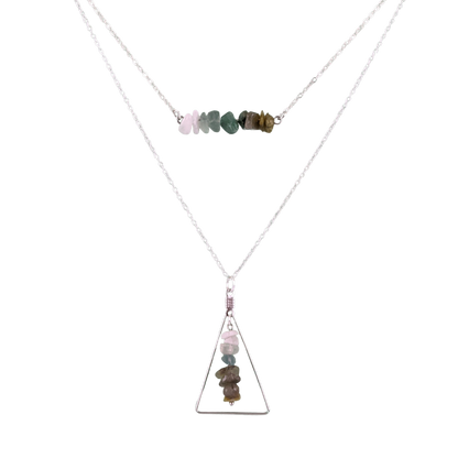 Good Vibes: Grounding and Resilience Bar and Triangle Pendant Necklace Set