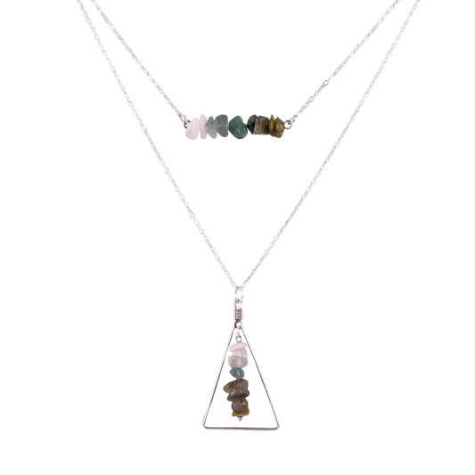 Good Vibes: Grounding and Resilience Bar and Triangle Pendant Necklace Set