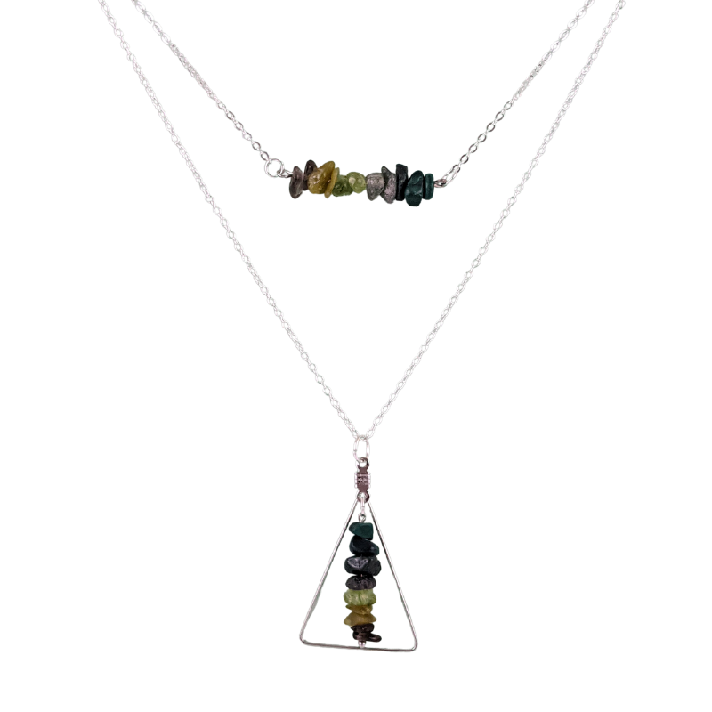 Scorpio Bar and Triangle Pendant Necklace Set