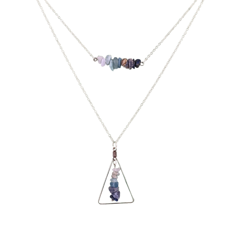 Libra Bar and Triangle Pendant Necklace Set