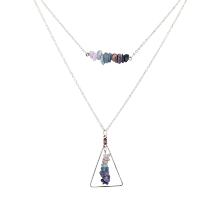 Libra Bar and Triangle Pendant Necklace Set