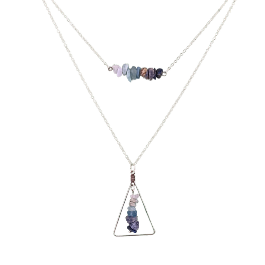 Libra Bar and Triangle Pendant Necklace Set