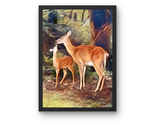 Kissing Deer Art Print