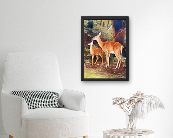 Kissing Deer Art Print