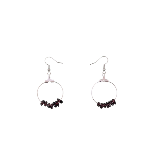 Garnet Circle Hoop Earrings