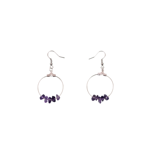 Amethyst Circle Hoop Earrings