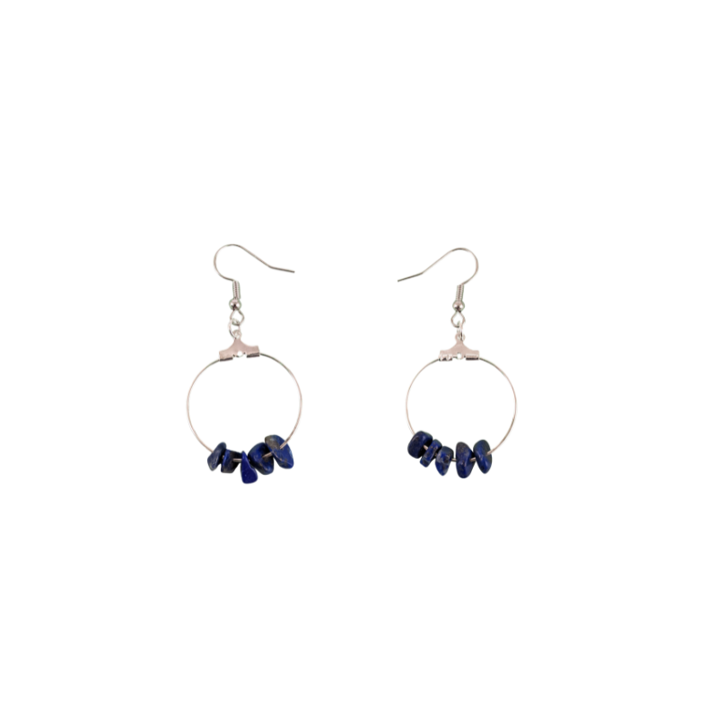 Lapis Lazuli Circle Hoop Earrings