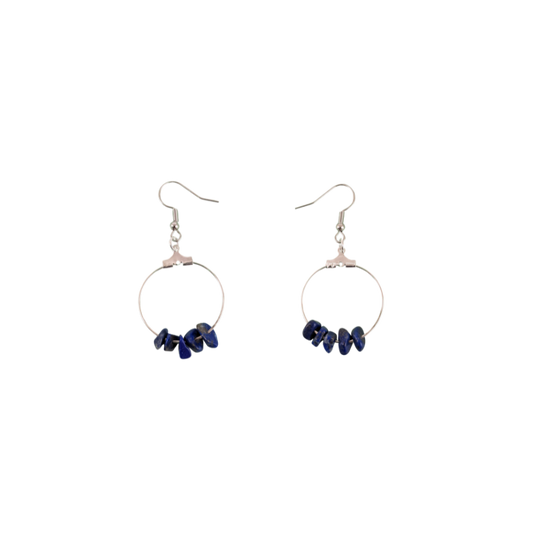 Lapis Lazuli Circle Hoop Earrings