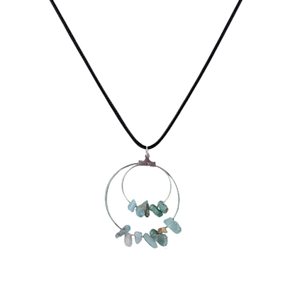 Amazonite Double Circle Pendant Necklace