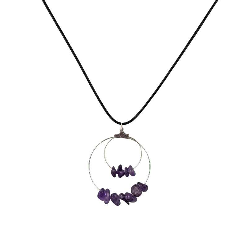 Amethyst Double Circle Pendant Necklace