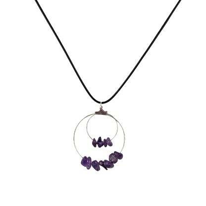 Amethyst Double Circle Pendant Necklace