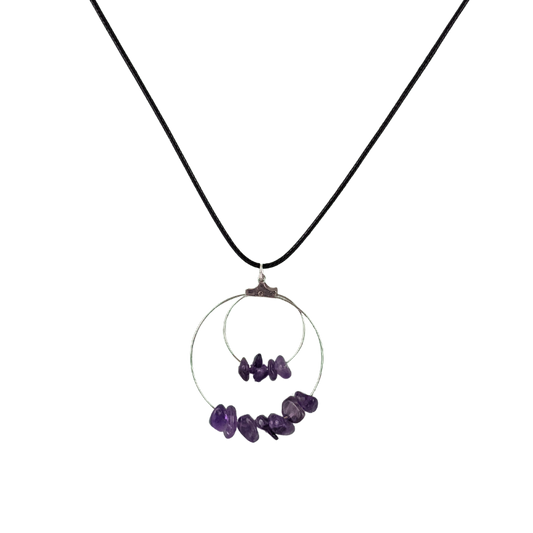 Amethyst Double Circle Pendant Necklace