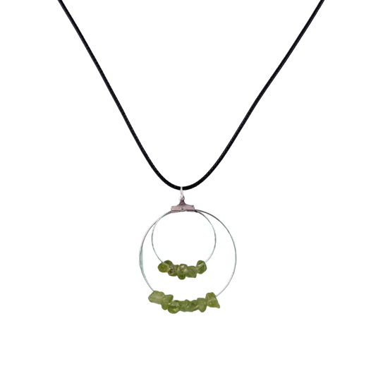 Peridot Double Circle Pendant Necklace