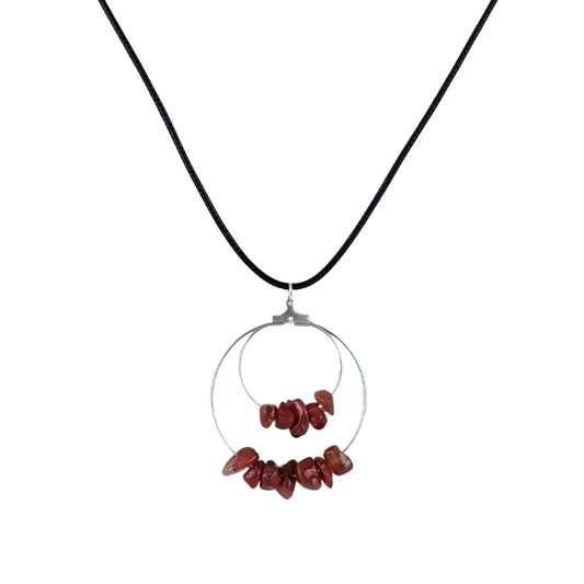 Red Carnelian Double Circle Pendant Necklace