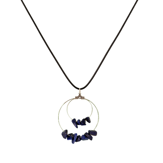 Lapis Lazuli Double Circle Pendant Necklace