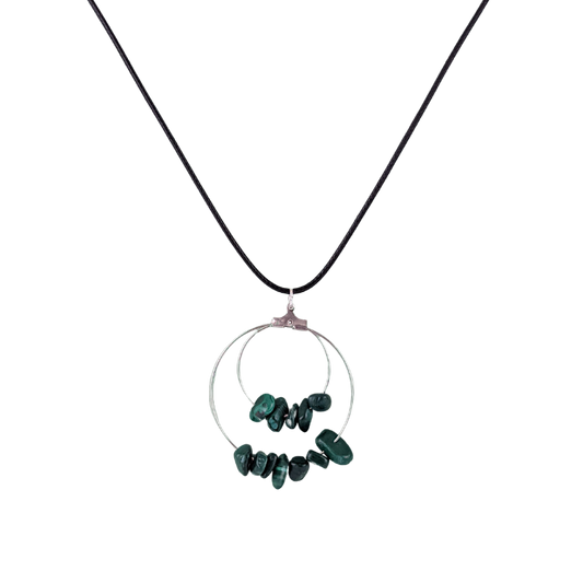 Malachite Double Circle Pendant Necklace