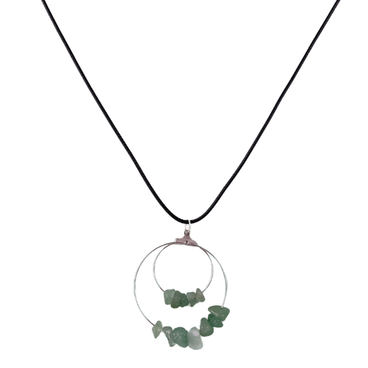 Aventurine Double Circle Pendant Necklace