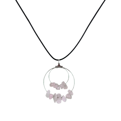 Rose Quartz Double Circle Pendant Necklace